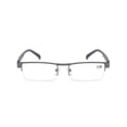 thumbnail image 4 of Mens Half Rimless Blue Light Blocking Rectangle Reading Glasses +2.0, Metal Gunmetal Spring Hinges Classic Readers 2.0, 4 of 5