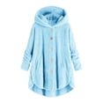 thumbnail image 2 of Ewisvgh Womens Plus Size Bed Jacket S-5Xl Bed Jackets Plus Size Fuzzy Fleece Coat Cozy Button Jacket Trendy Plush Top Polyester, Blue S,Size S-5XL, 2 of 4