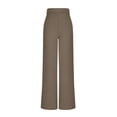 thumbnail image 3 of RXIRUCGD Ladies' Casual Elastic High Waisted Temperament Wide Leg Pants, Brown, Size: XL, 3 of 4
