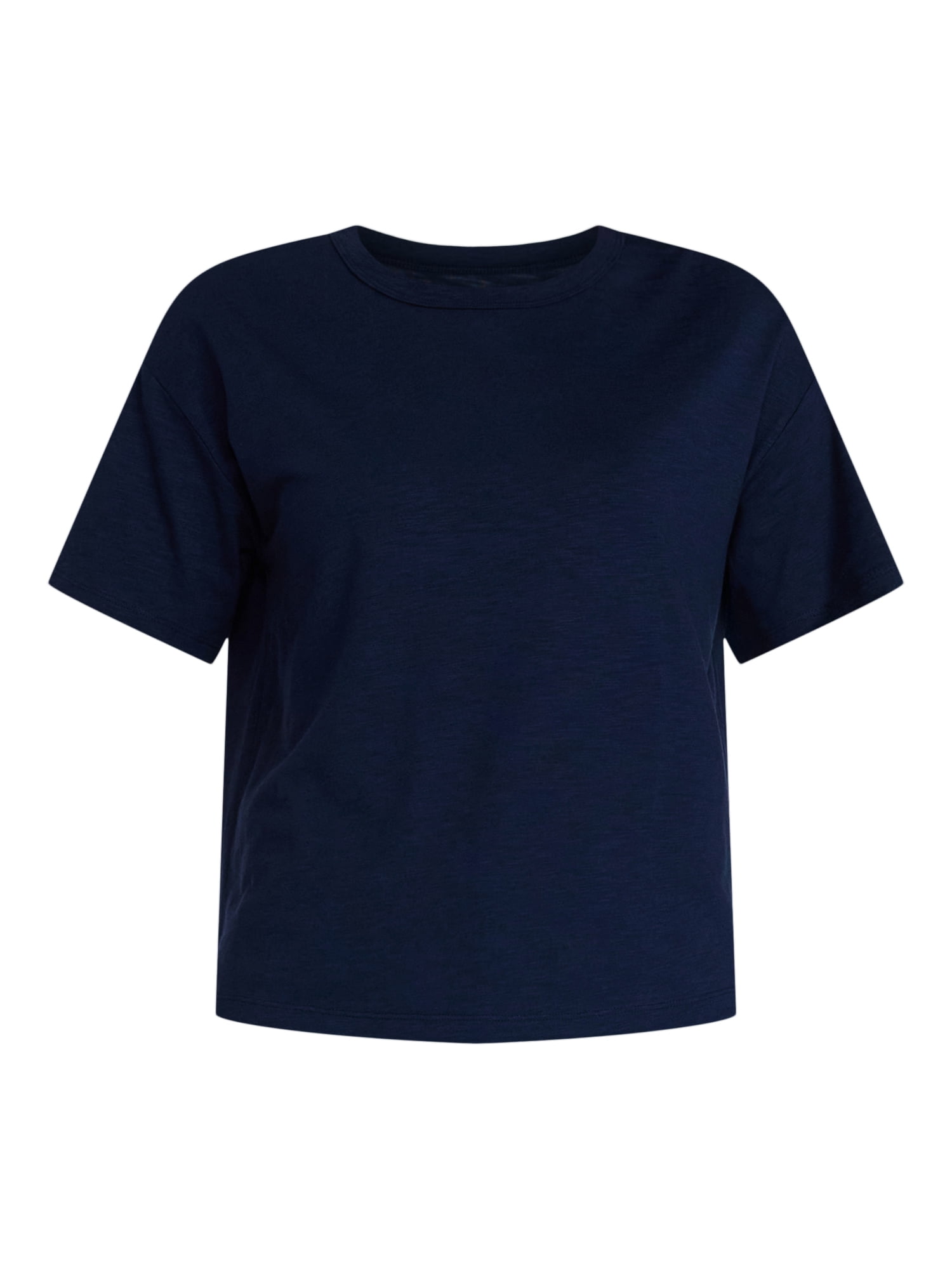 Time and Tru Women's Boxy Slub Tee with Short Sleeves, Sizes XS-XXXL