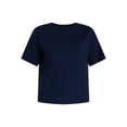 thumbnail image 3 of Time and Tru Women's Boxy Slub Tee with Short Sleeves, Sizes XS-XXXL, 3 of 5