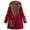 Red, variant on Uaswgudfs ​Women's Geometric Print Winter Coat - Mid Length Insulated Faux Fur Hood Multi-Pocket Design