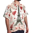 thumbnail image 2 of Eiffel Tower Valentine's Day Men's Casual Printed Hawaiian Poplin Button Down Short Sleeve Beach Shirt Unisex, 2 of 6