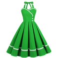 thumbnail image 2 of Gibobby Vestido casual de punto para mujer Falda de vestir de los años 50 con cintura grande de recepción de patchwork vintage(Verde,XXL), 2 of 5