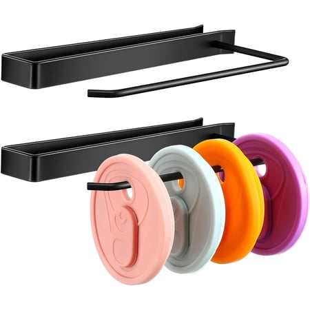 BlinkLLX 2 Pack Tumbler Lid Organizer Inside Cabinet Horizontal Hanging Cup Lid Storage Holder Hook up to 8 Cup Cover Under Cabinet (No Screws, No Adhesive) Space Saving Kitchen Storage(Black)
