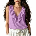 thumbnail image 2 of SwiftWear Women's Summer Ruffle V Neck Tank Top Cotton Linen Blend Cami Sleeveless Cute Top for Casual Everyday Wear​, 2 of 6