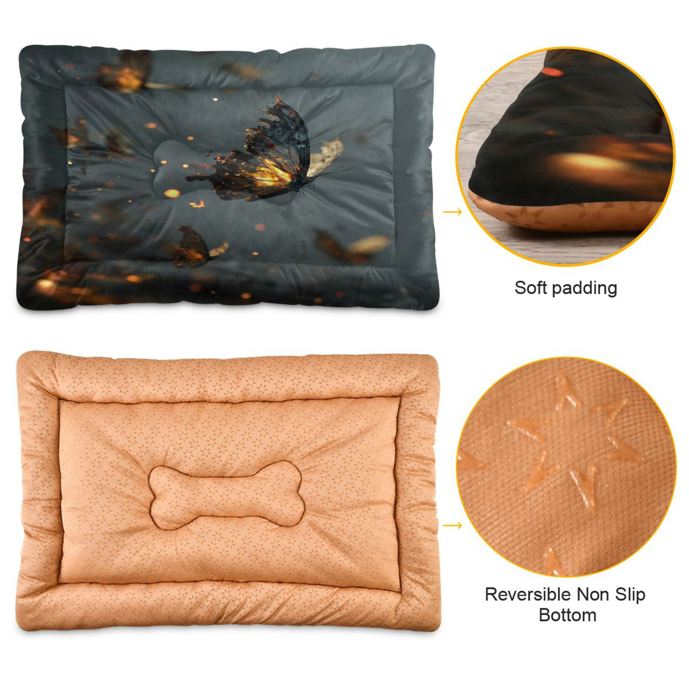Qxltty Fire Butterfly Ped Pad Wear-resistant and Hard to Bite Through Sleeping Pad for Small Medium Large Dogs Winter Pet Bed 36×24in
