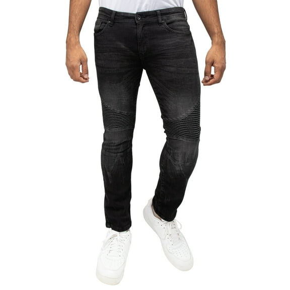 RAW X Mens Moto Slim Fit Jeans, Black Wash, 38X32