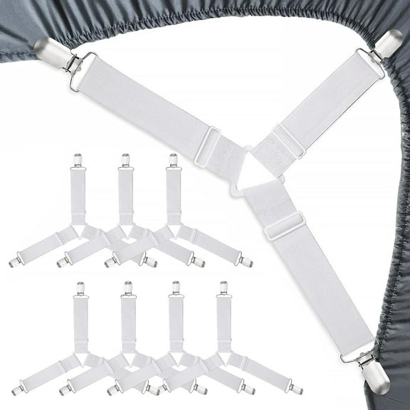 MRSXXNTY 8PCS Bed Sheet Holder Straps Fitted Sheet Keepers Bedsheet Holders Fasteners - Elastic Adjustable Bedsheet Holders for a Wrinkle Bed Sheet