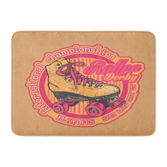 NUDECOR Rollerskate Roller Derby International Championships Retro Skate and Vintage Doormat Floor Rug Bath Mat 23.6x15.7 inch