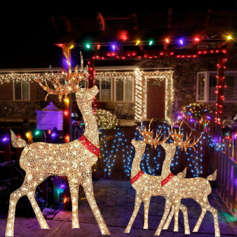 Joybuy Lighted XMAS Decor: Outdoor Reindeer Sleigh, Holiday