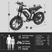 Electric Bike for Adults 20 Fat Tire, Max 32MPH Ebike, 1500W Peak E-Mountain Bike 48V 15Ah UL2849