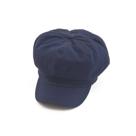 Cotton Elastic Newsboy Cap - Navy