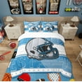 thumbnail image 2 of Erosebridal Football Helmet Print Bed in a Bag Twin size, Sports Theme Bed Set , Detroit, Blue Grey, Microfiber 7pcs, 2 of 5