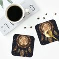 thumbnail image 4 of Disketp Dreamcatcher With Mandala Funny Coasters,4 Pcs Leather Coasters with Holder, Perfect Housewarming Hostess Gifts,Protect Furniture from Water Marks Scratch and Damage-Square, 4 of 6