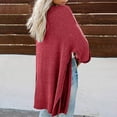 thumbnail image 4 of Lilgiuy Womens Knitted Maxi Open Front Cardigan Wrap Long Sleeve Tops(Wine,6) Winter Clothes for 2022, 4 of 5