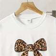 thumbnail image 6 of FYDUU Toddler Girl Fall Winter Outfits Little Girl's Kids 2 Piece Outfitlong Sleeve Bowknot Sweatshirts And Leopard Print Wide Leg Pants Set 7-8 Years, 6 of 9