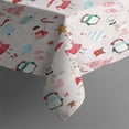 thumbnail image 3 of Pink Christmas Santa and Penguin Pattern Rectangle Tablecloth 60"x84",Waterproof Polyester Rectangle Table Cloth, Wipeable Spillproof Polyester Tablecloth for Dining, Camping, Indoor and Outdoor, 3 of 5