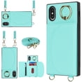 thumbnail image 4 of Crossbody Phone Cases for iPhone X/XS with Card Holder for Women,iPhone Xs Case Wallet with Lanyard Strap,PU Leather Magnetic Clasp [Ring Holder Kickstand],5.8" Mint Green, 4 of 13