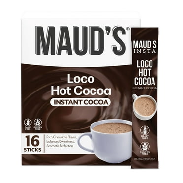 Maud's Instant Dark Hot Chocolate, Loco Hot Cocoa, Flavored Instant Cocoa Sticks, 16ct