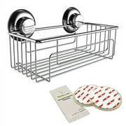 Gecko-Loc Deep Shower Caddy Bathroom Organizer Shelf Basket Suction Holding- Silver