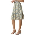 thumbnail image 4 of Unique Bargains Women's Ruffle Hem Flowy Tiered A-Line Floral Midi Skirts White Yellow S, 4 of 6