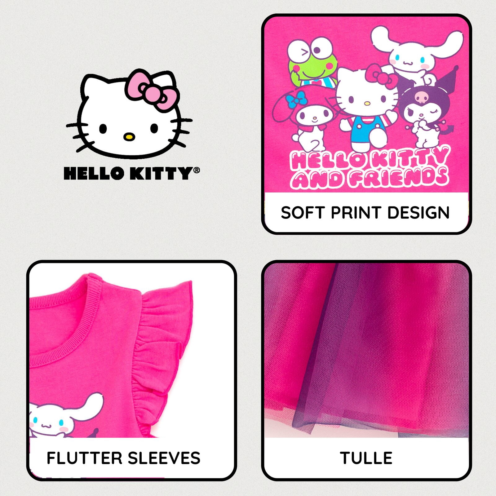 Hello Kitty Little Girls' Tutu Dress Hello Kitty Rainbow