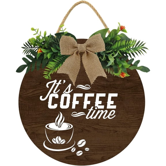 Eveokoki 12" Its Coffee Time Signs Docer,Canvas Coffee Wall Art Rustic Home Decor Coffee Bar Accessories Set for Home Bar Kitchen Living Room Pub Store Room Wall Decor