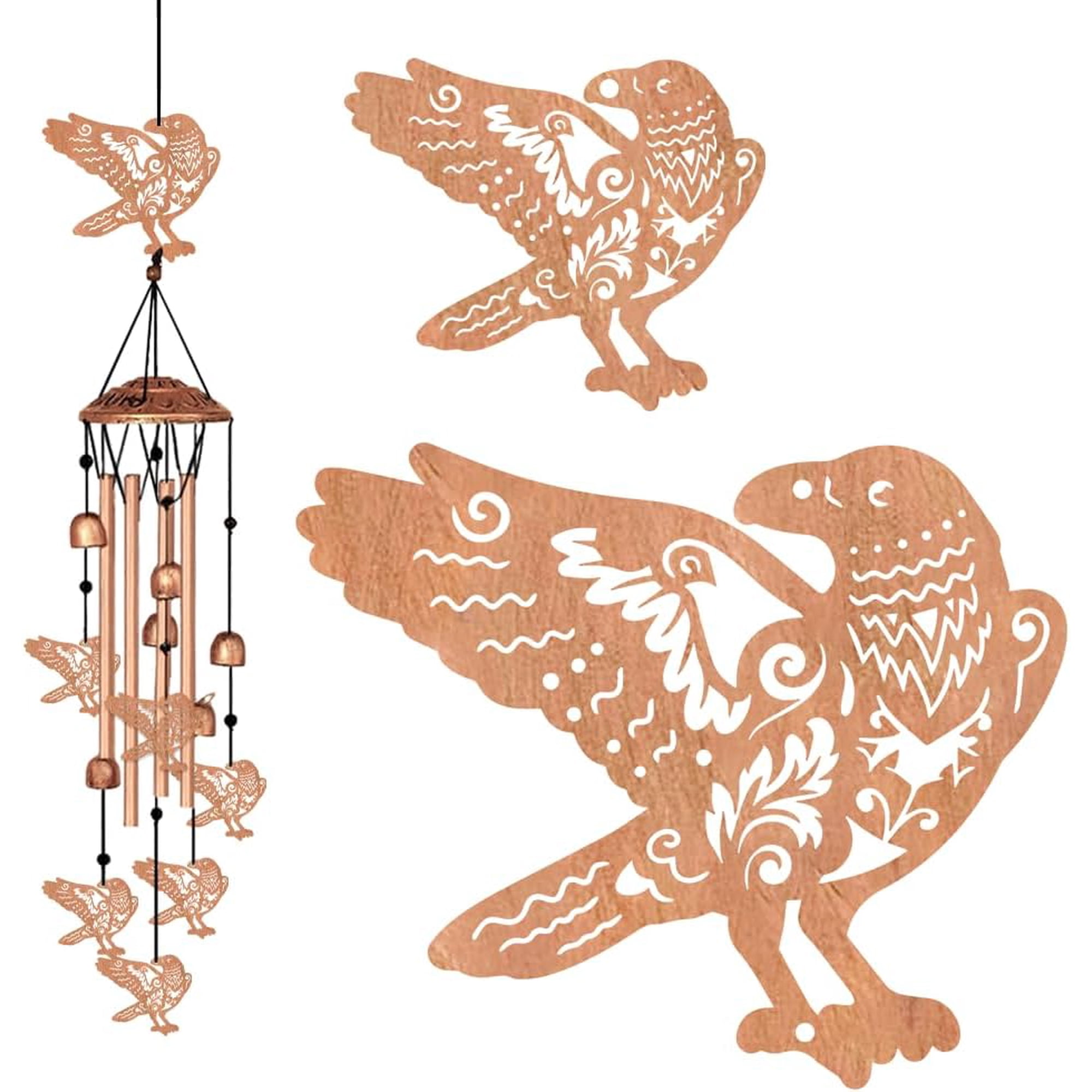 Wind Chimes for Outside Crow Aluminum Tube Windchime Melodious Melodic for Porch Patio Garden Decor Unique Metal Memorial Wind Chimes Housewarming Gifts for Friends and Family
