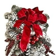 thumbnail image 5 of Christmas Artificial Wreath Flocking Snow Covered Rattan Upside Down Tree Red Bowknot Ribbon Scene Layout Shiny Balls Xmas Door Decor Hanging Garland Pendant for Party, 5 of 5