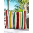 thumbnail image 6 of Outdoor Pillows Waterproof, Red Green Stripe Bedding Throw Pillows with Insert for Couch Sofa Bed, Modern Abstract Colorful Striped 16x16 Inch Pillowcases Decorative Camping Patio Pillow Set of 1, 6 of 8