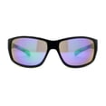 thumbnail image 2 of Locs Mens Color Mirror Wrap Rectangle Gangster Sport Sunglasses Black Green Teal Mirror, 2 of 4