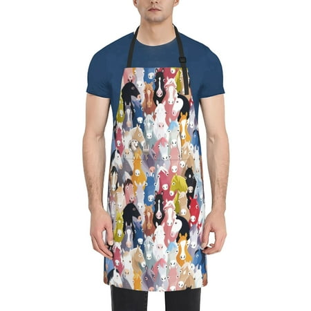 

Coaee Colourful Horses for Waterproof Apron for Unisex Adult with Adjustable Bib Apron