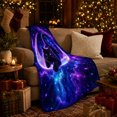 thumbnail image 3 of Cosmic Black Cat Leaping Through Crescent Moon Mystical, Festive Pet Portrait Pattern, Warm Flannel Blanket for Living Room and Bedroom, Cat Lovers Christmas Gift, Pet Lover Home Decor, 3 of 9