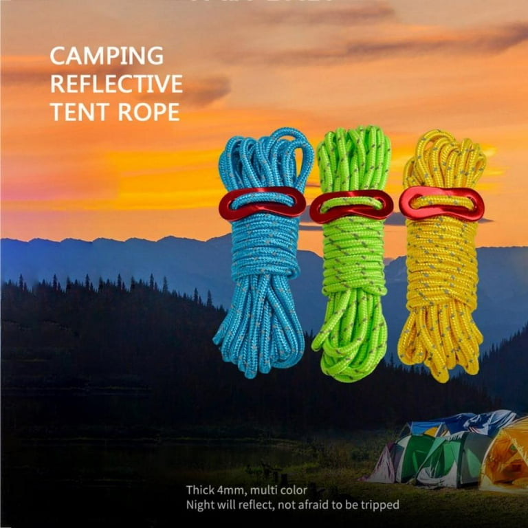 Hikeman 4mm Outdoor Guy Lines Tent Cords Lightweight Camping Rope with  Aluminum Guylines Adjuster Tensioner Pouch for Tent Tarp, Canopy Shelter,  Camping, Hiking, Backpacking Fluorescent Green