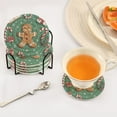 thumbnail image 3 of Yayeee 6 PCS Drink Coasters with Holder Set Woven Absorbent Round Tabletop Hot Pad, Christmas Gingerbread, 3 of 7