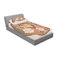 thumbnail image 3 of Ambesonne Ethnic Fitted Sheet & Pillow Sham Set, Hippie Girl Floral, Queen, Brown, 3 of 3