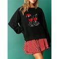 thumbnail image 2 of Nygoyerh Women Cute Sweatshirts Loose Pullover Rhinestone Wine Glass Print T-shirts Long Sleeve Pullovers Casual Tops Fall Workout Tops, 2 of 7