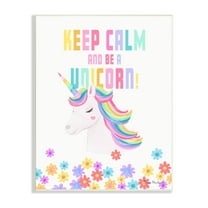 Stupell Industries Keep Calm Be A Unicorn Playful Quote Pastel Florals Graphic Art Unframed Art Print Wall Art, Design by Diane Neukirch