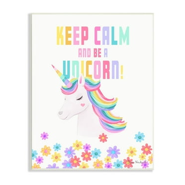 Stupell Industries Keep Calm Be A Unicorn Playful Quote Pastel Florals Graphic Art Unframed Art Print Wall Art, Design by Diane Neukirch