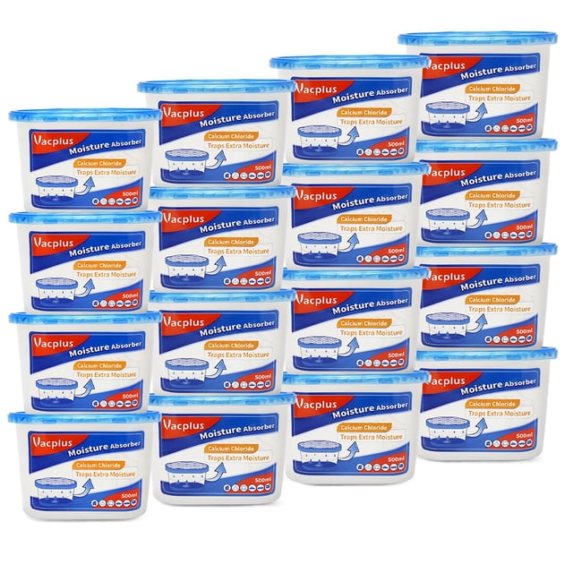 Absorbedor de humedad Vacplus, paquete de 16 unidades, 310 ml, para baño o armario