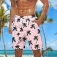 thumbnail image 5 of Chiccall Mens Hawaiian Shorts Topical Beach Graphic Lightweight Swim Trunks Big Summer Elastic Waist Drawstring Shorts with Pockets 3XL Pink, 5 of 5