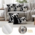 thumbnail image 6 of Halloween Outdoor Waterproof Pillow Covers, Cartoon Funny Error Ghost Black Decorative Square Throw Pillowcase Sofa Cushion Sham for Patio/Couch/Chair, 16"x16" 2 Pack, 6 of 8
