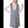 thumbnail image 2 of Vestido Corto de Punto Liso Sin Mangas con Cuello en V y Bolsillos para Mujer Gris Oscuro L, 2 of 10