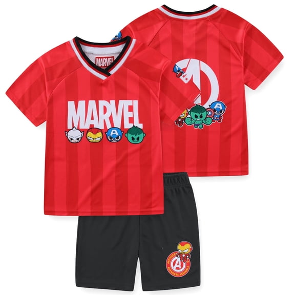 Marvel Avengers Short Sleeve Soccer T-Shirt and Shorts Set (Boys), 2 Piece Set, Sizes 3T-8