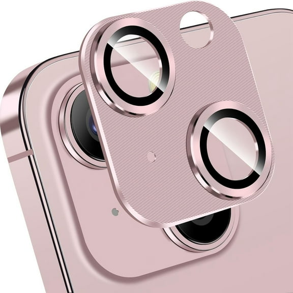 ELEHOLD for iPhone 15 Camera Lens Protector, Case Friendly Scratch Resistant Metal Camera Cover with 9H Tempered Glass Lens Protector Rings Accessories for iPhone 15 - Pink