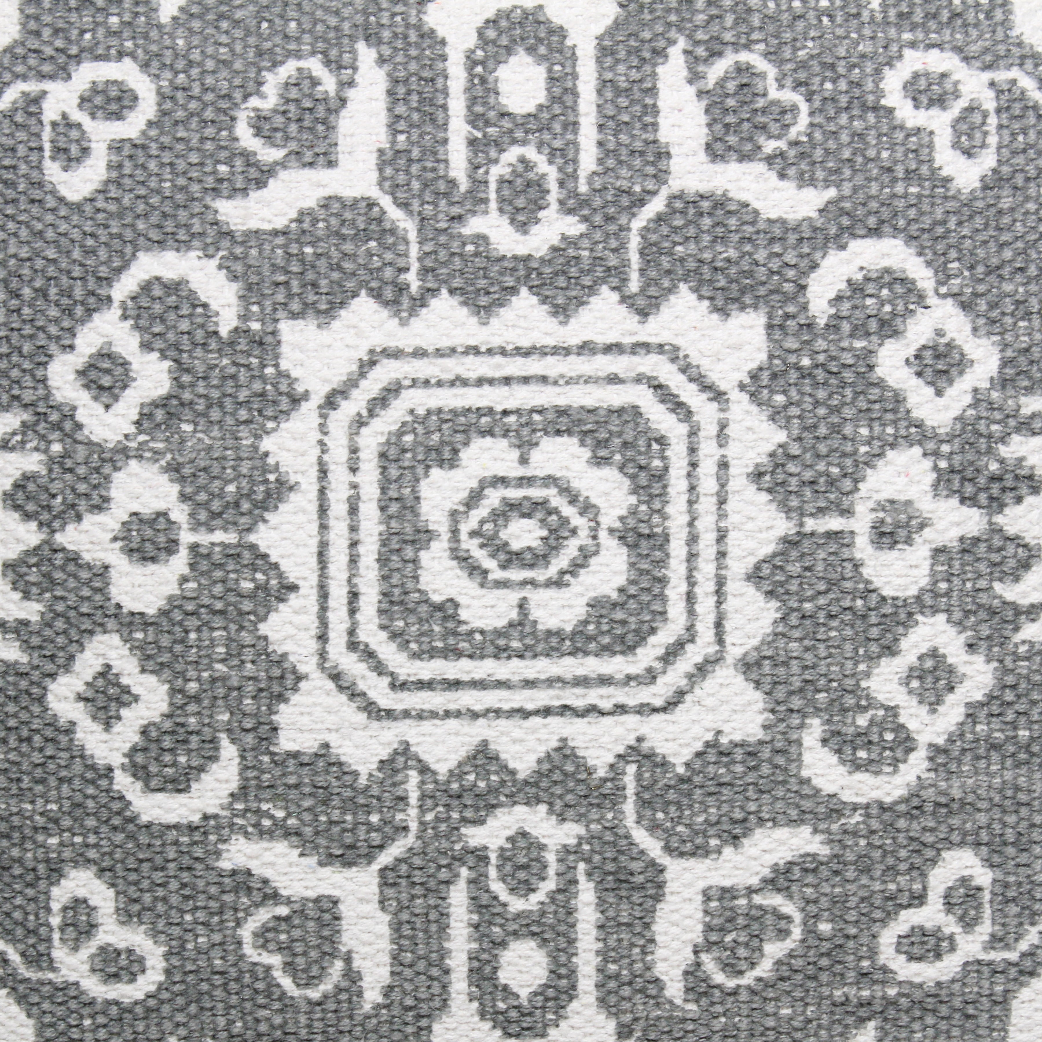 Ox Bay 20" x 20" Hand-Woven Gray/ White Medallion Cotton Blend Pillow Cover