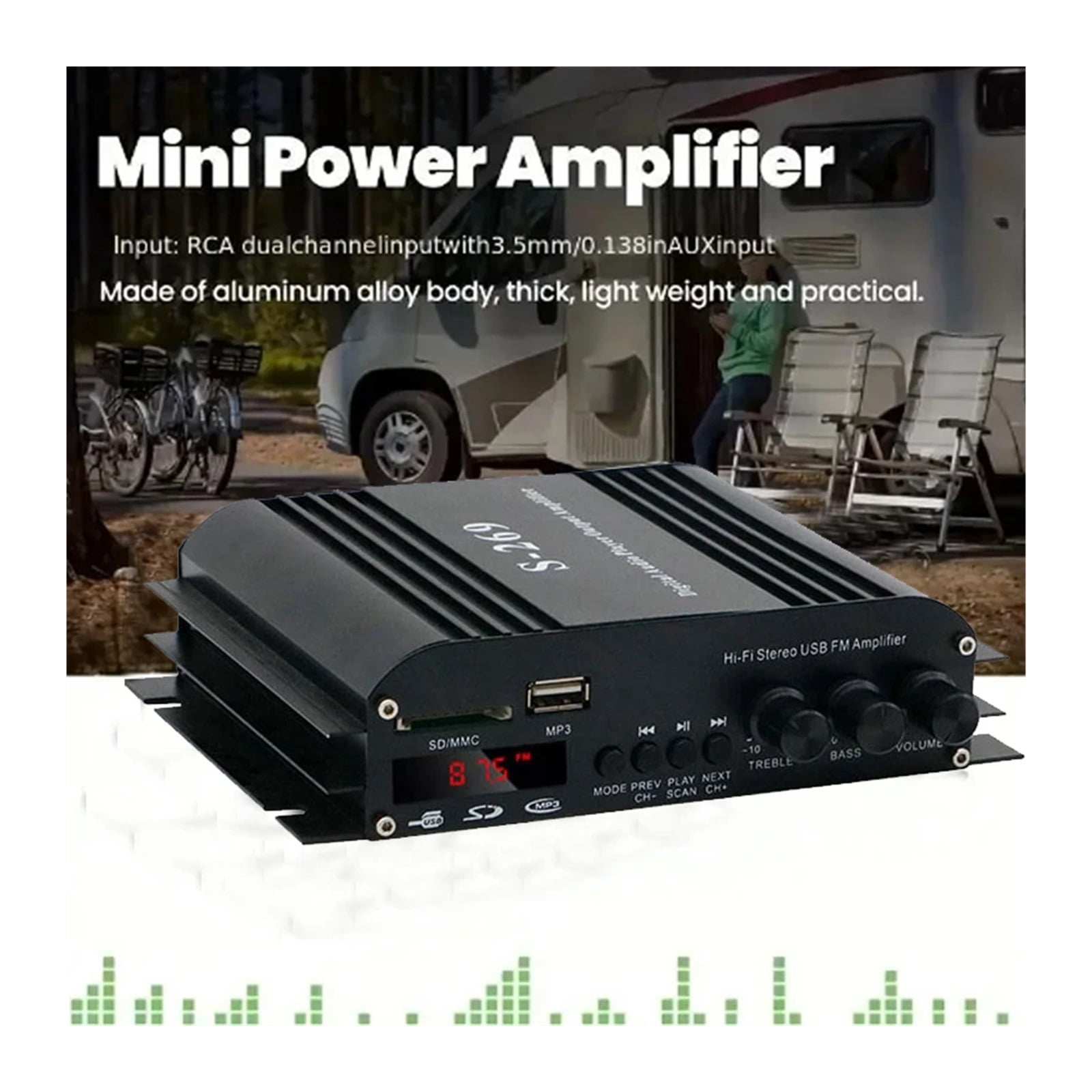 S-269 12V Mini Amplifiers For Car Digital Sound Amplifier For Home Car Channel 4.0 Power AMP Support Treble Bass