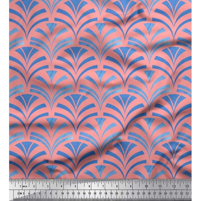 Soimoi Cotton Jersey Fabric Scales Geometric Print Fabric by Yard 58 Inch Wide