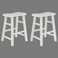 thumbnail image 2 of eHemco Heavy-Duty Solid Wood Saddle Seat Kitchen Counter Height Barstools, 24 Inches, White, Set of 2, 2 of 5